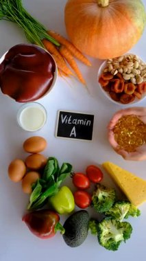 Products containing vitamin A. Selective focus. Food.