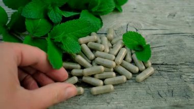 Peppermint essential oil in the garden. Selective focus. nature.