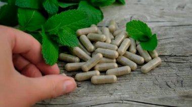 Peppermint essential oil in the garden. Selective focus. nature.