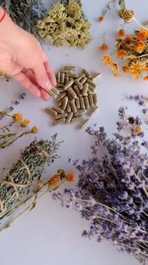 Kurutulmuş şifalı bitkiler ve çiçekler. Seçici odaklanma. Doğa.