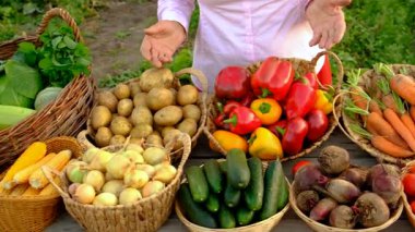 Sebze pazarında. Seçici odaklanma. Yiyecek..