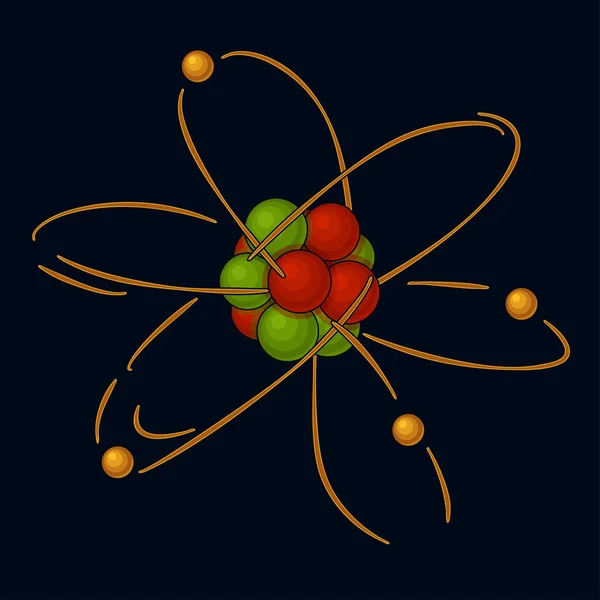 Atom Jądro Elektrony Orbicie Ilustracja Wektora — Wektor stockowy