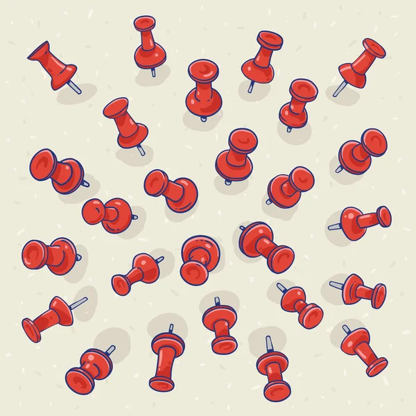 Красные булавки с тенями на светлом фоне — стоковый вектор