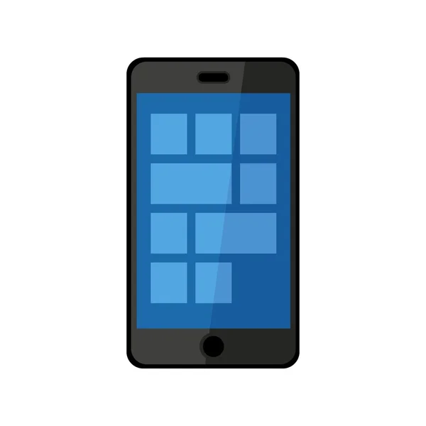 Platte ontwerp zwart touchscreen smartphone pictogram geïsoleerd op wit — Stockvector