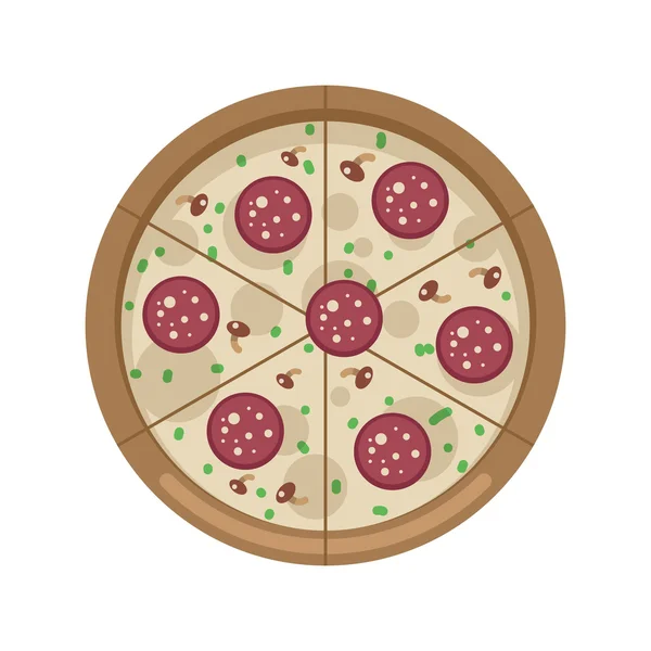 Beyaz arka plan üzerinde izole düz tasarım pizza simgesi