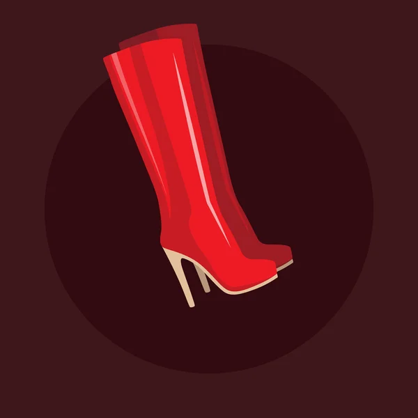 暗い背景に分離したフラットなデザイン女性ブーツ アイコン — ストックベクタ