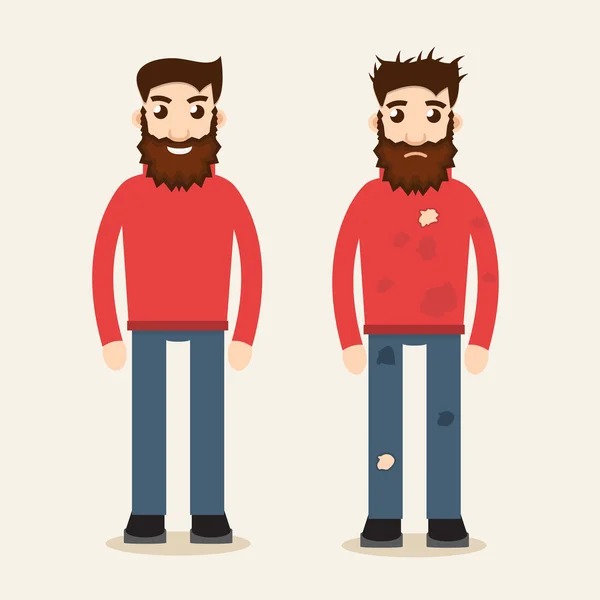 Rico y pobre icono del hombre — Vector de stock