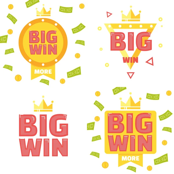 Big win banner set — Stock Vector