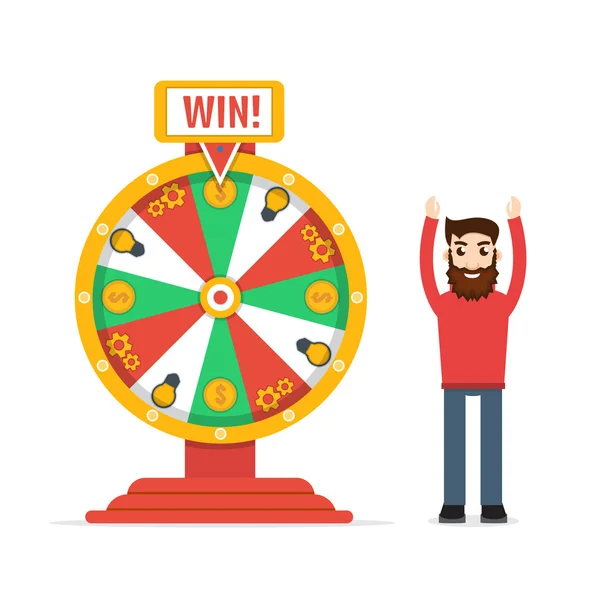 Wheel of fortune with man — Stock Vector