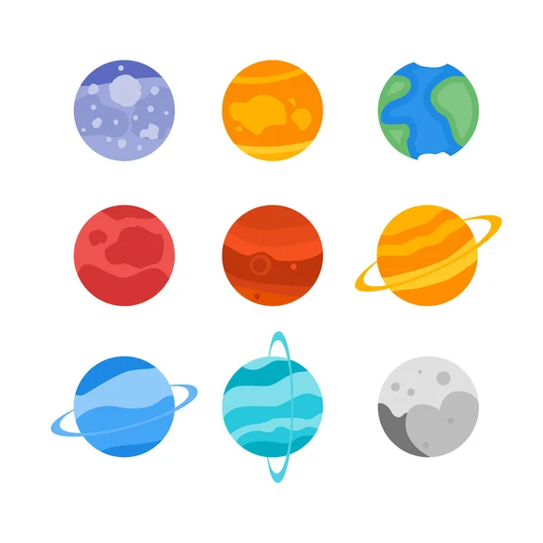 Planeterna i solsystemet Ikonuppsättning — Stock vektor