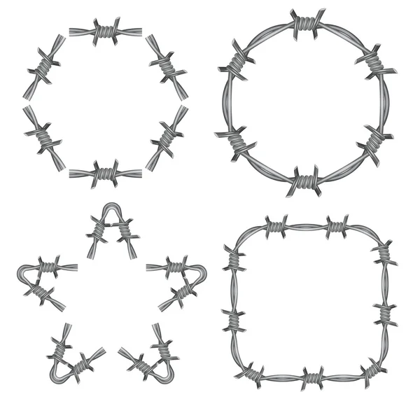 Cadre barbelé ensemble de fils — Image vectorielle