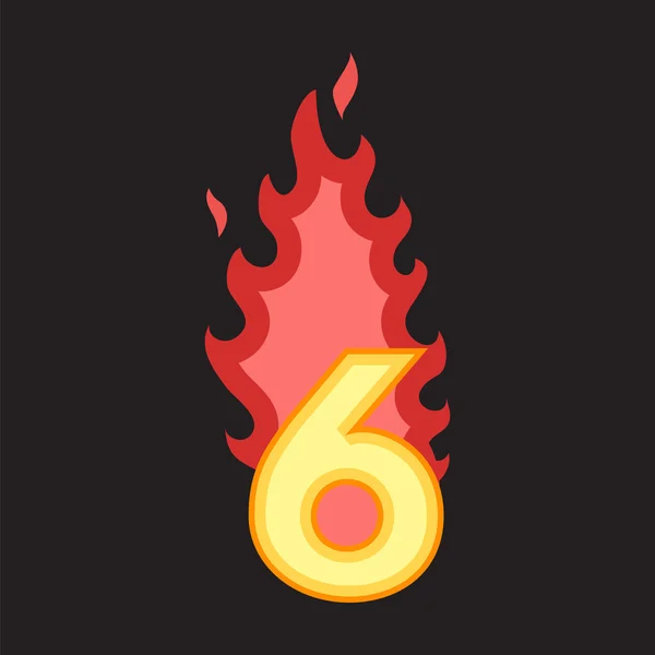 Flaming Number six — Stock Vector