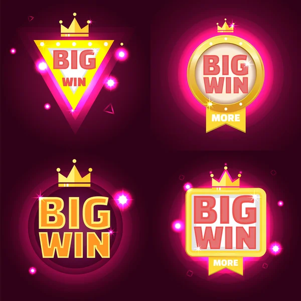 Big win banner set — Stock Vector