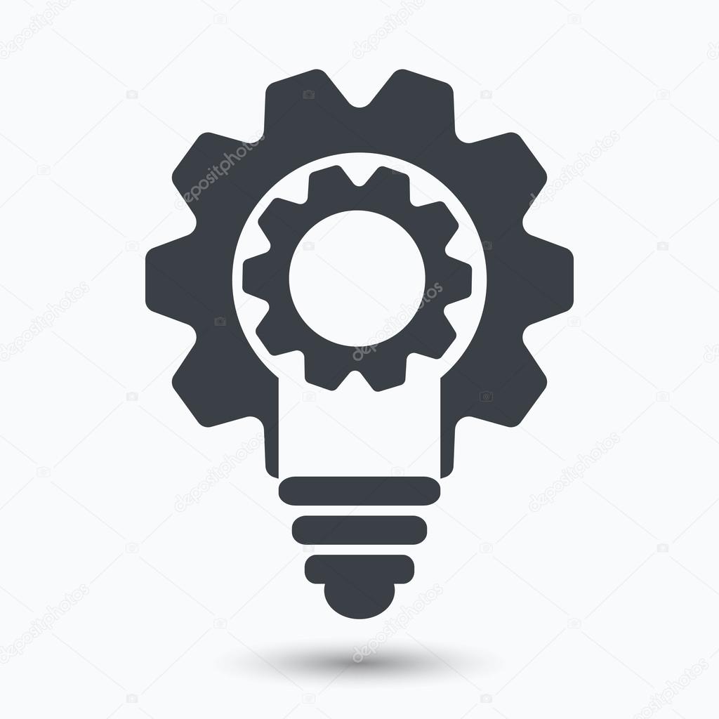 Bulb cogs vector icon, light bulb logo