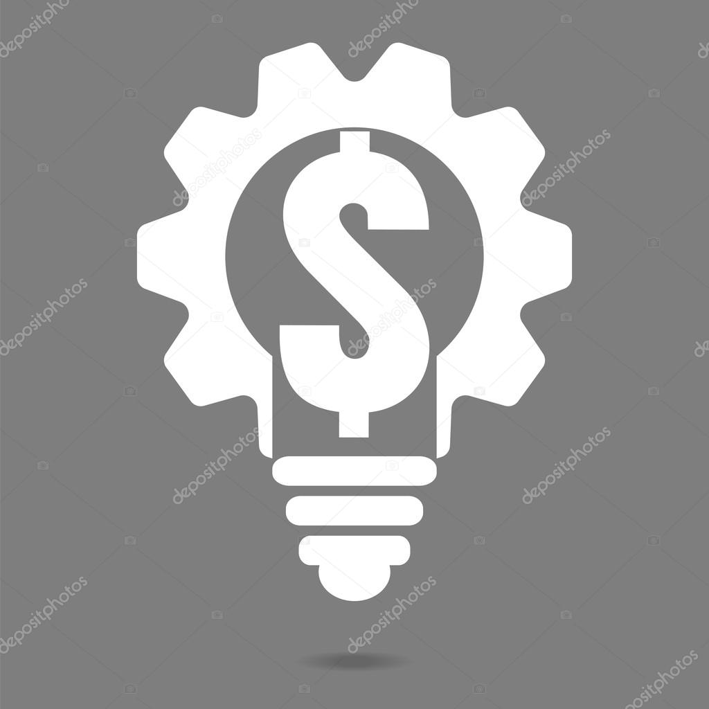 Bulb cogs vector icon, light bulb logo