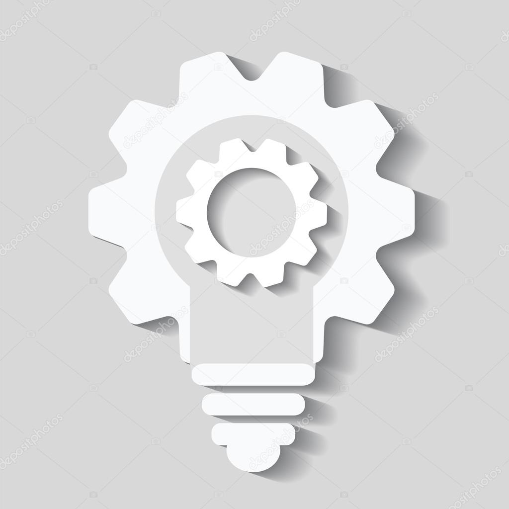 Bulb cogs vector icon, light bulb logo