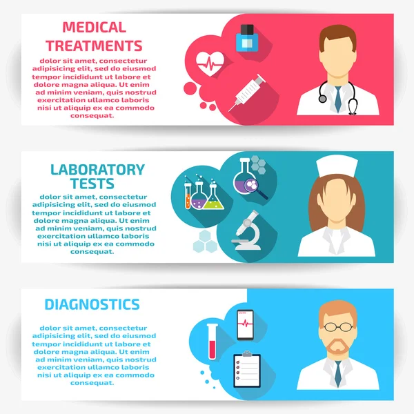 Bannières de médecin avec icônes — Image vectorielle