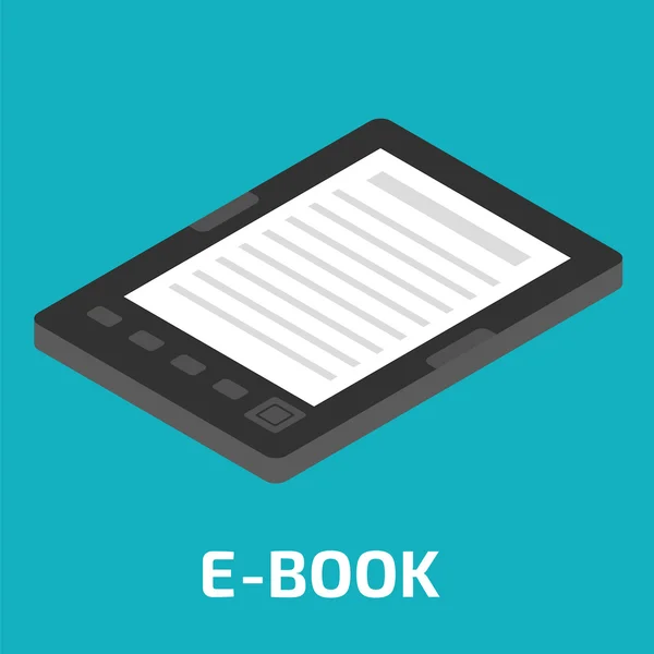 E-Book isometric on blue — Stock Vector