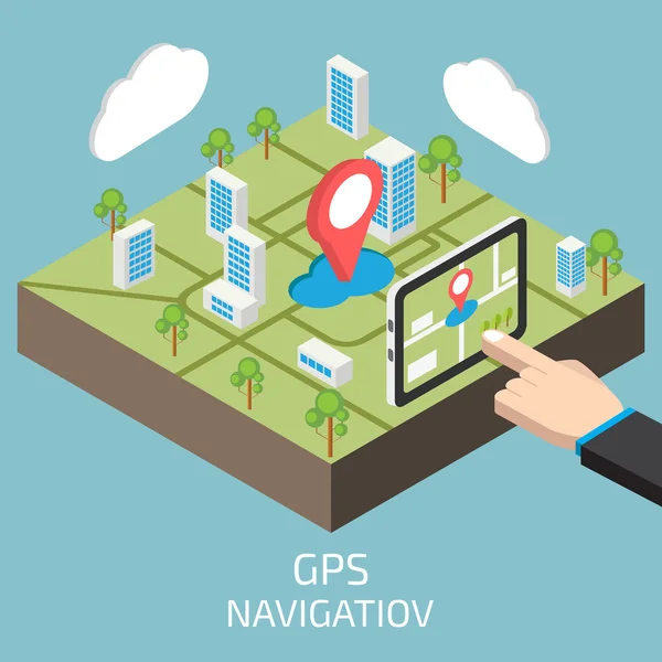 GPS izometrik el ile — Stok Vektör