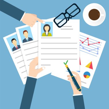 Job interview with hand. clipart