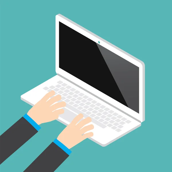 Hand on laptop keyboard — Stock Vector