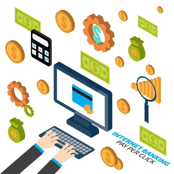 Internet banking. Pay-per-click — Stock Vector