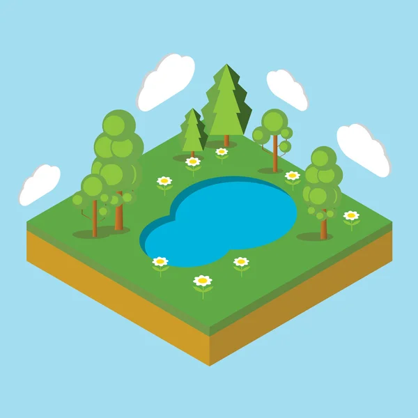 Landskab med træer og sø – Stock-vektor