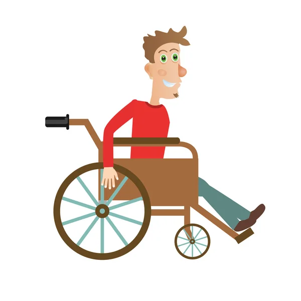 Uomo in sedia a rotelle su bianco — Vettoriale Stock