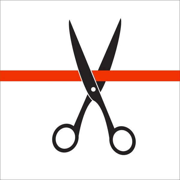 Ножиці нарізані червоною стрічкою — стоковий вектор