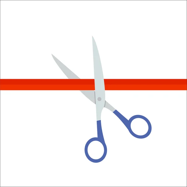 Scissors cut red ribbon — Stock Vector