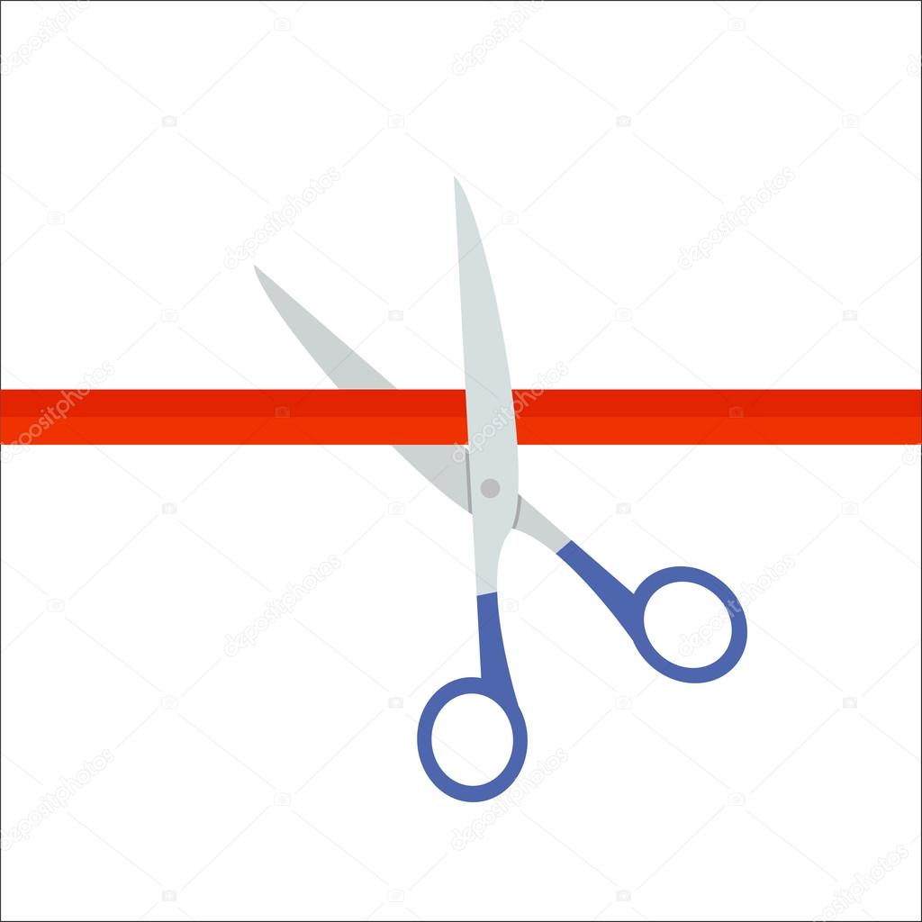 Scissors cut red ribbon