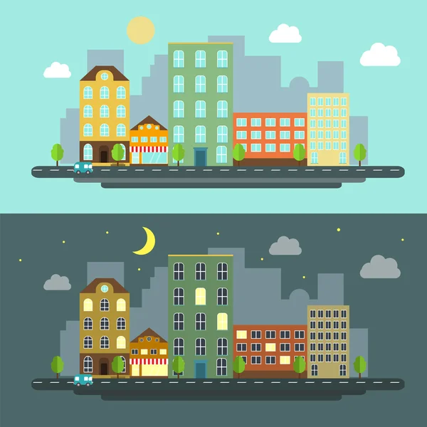 Paisaje urbano estilo plano — Vector de stock