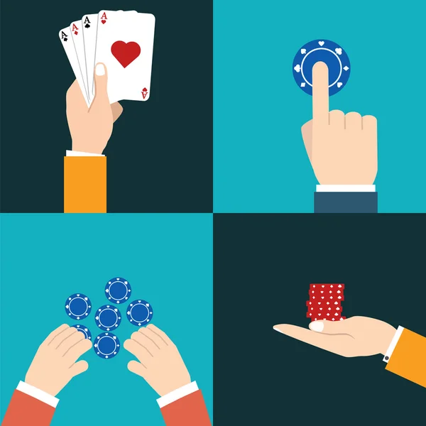 Casino van pictogrammen met handen — Stockvector