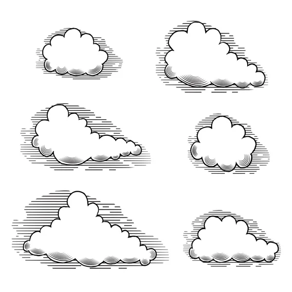 Clouds elementos de grabado — Archivo Imágenes Vectoriales