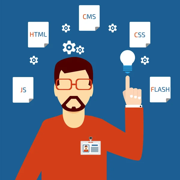 개발자의 웹 및 모바일 응용 프로그램 표시 — 스톡 벡터