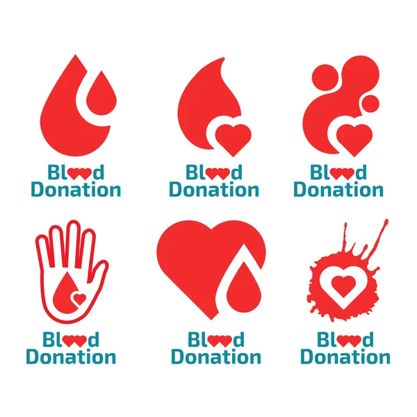 Kan logolar kümesi bağış — Stok Vektör
