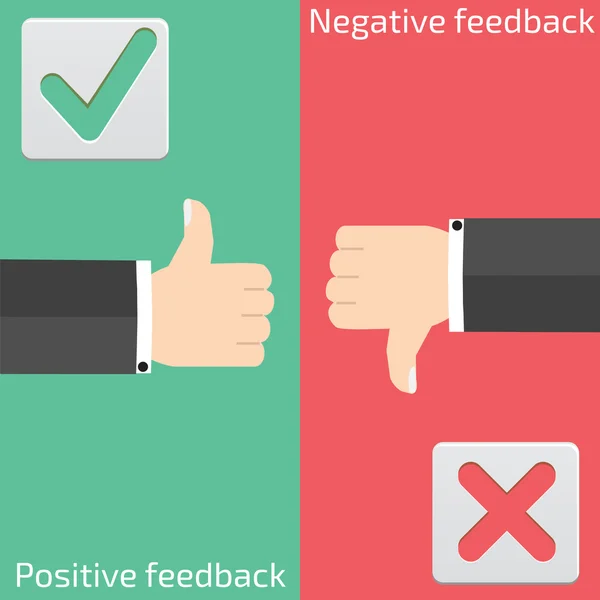 Positieve feedback en negatieve feedback — Stockvector