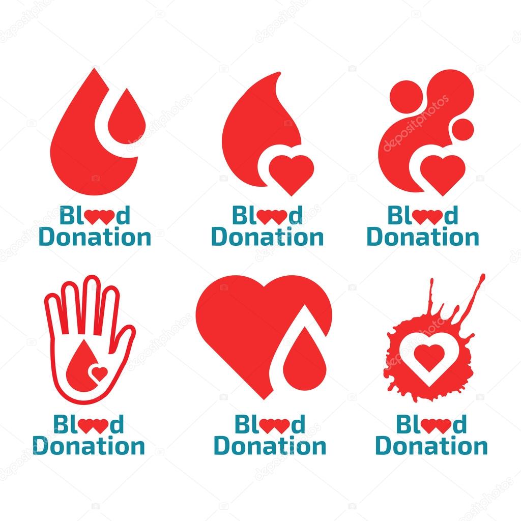 Donate blood logos set