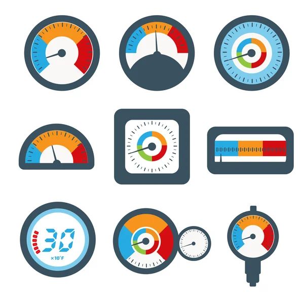 Temperature gauge set icons. — Stock Vector