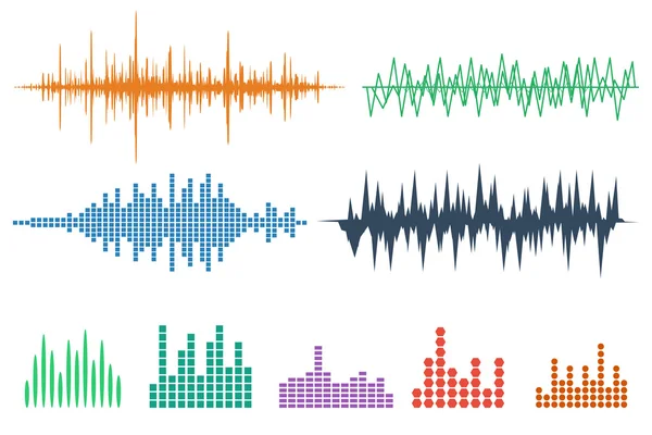 Ensemble d'icônes d'ondes sonores de musique . — Image vectorielle