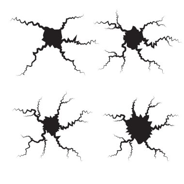 Siyah çatlamak siluetleri