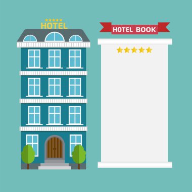 Guest book and hotel icons clipart