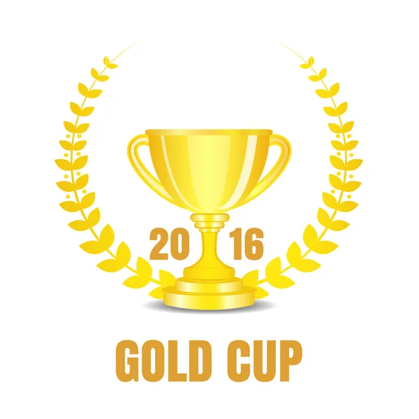 Coppa trofeo con corona di alloro 2016 — Vettoriale Stock