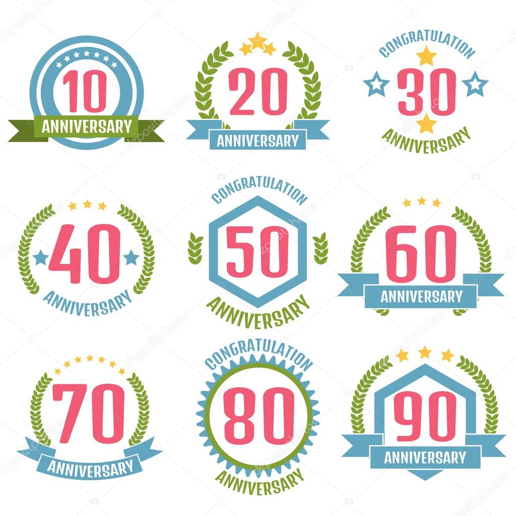 Colorful anniversary logos