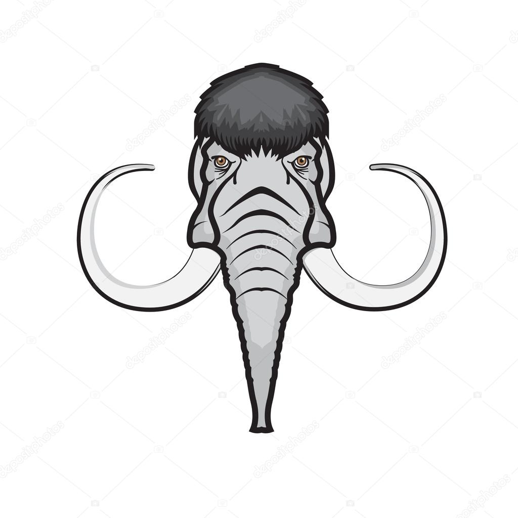 Mammoth head icon. Mammoth vector logo against white background