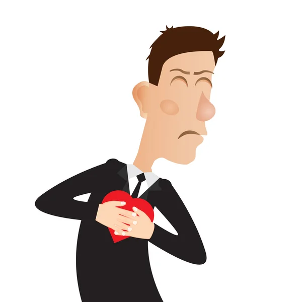 Young man with strong heart attack — Stock Vector