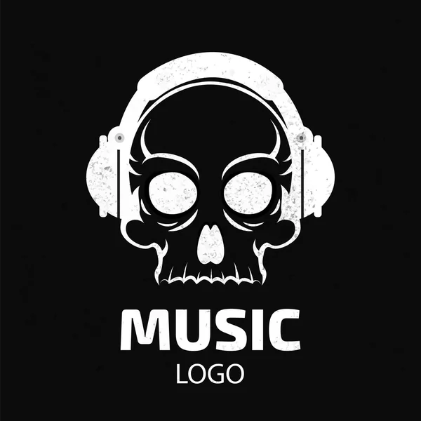 Music skull logo — Stock Vector