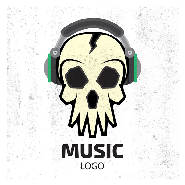 Muziek schedel logo — Stockvector