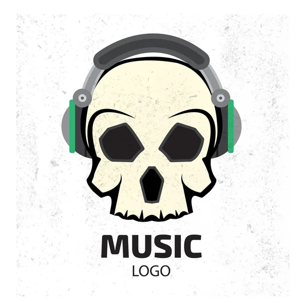 Muziek schedel logo — Stockvector