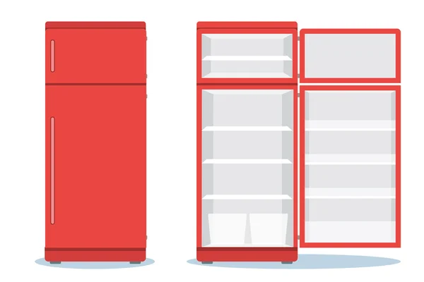 食物と一緒に冷蔵庫を開閉 — ストックベクタ